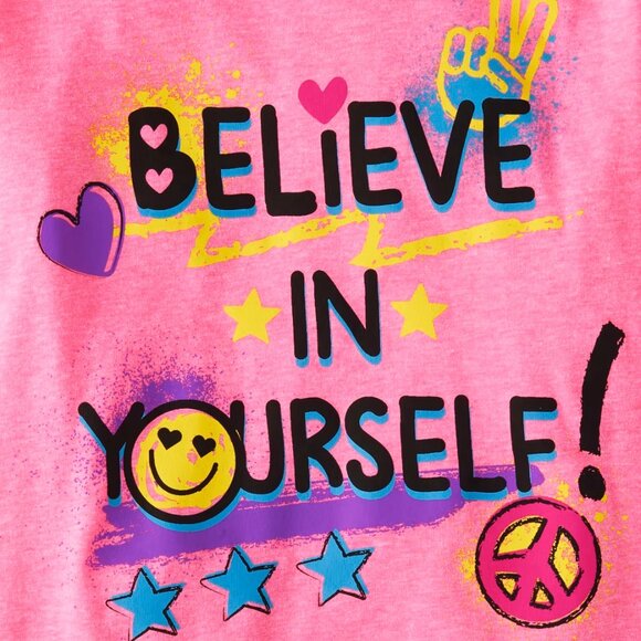 Pre-loved The Children’s Place Girls Believe Graphic Tee Pink Size XL 14 - Picture 5 of 6